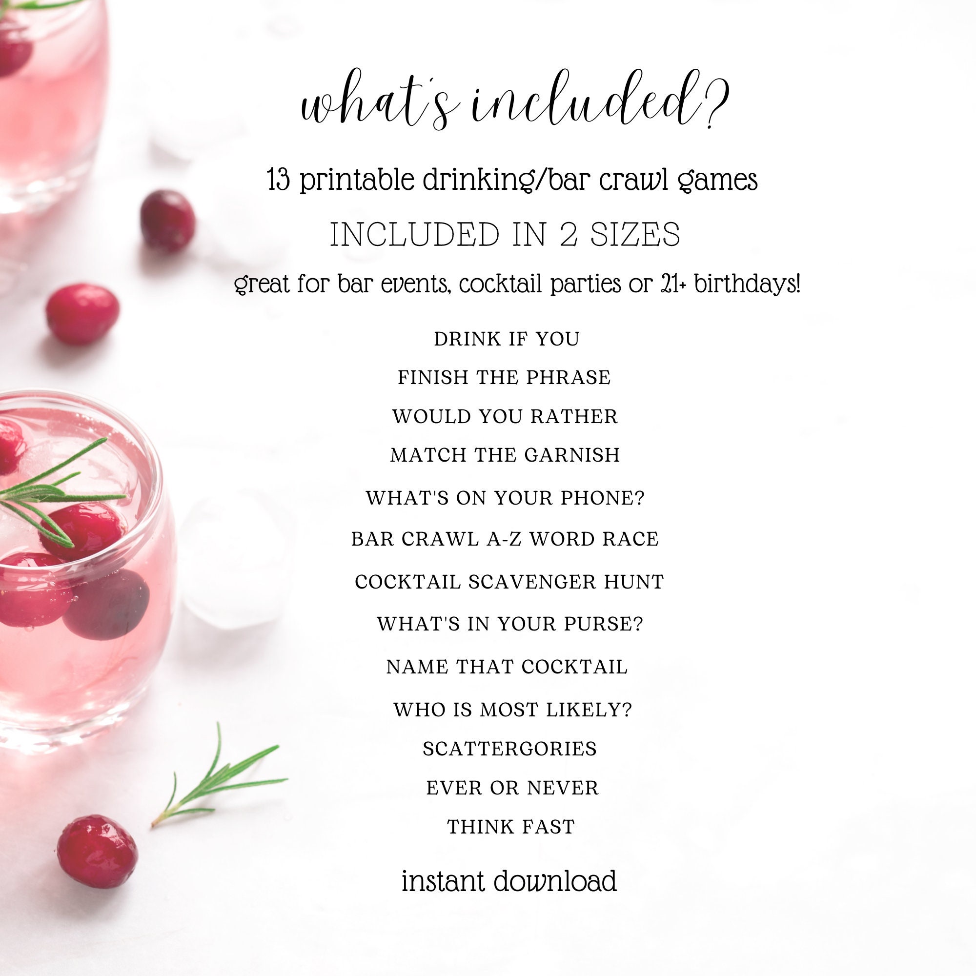 Bar Crawl Games Printable, Bar Crawl Bundle, Bar Crawl Scavenger Hunt