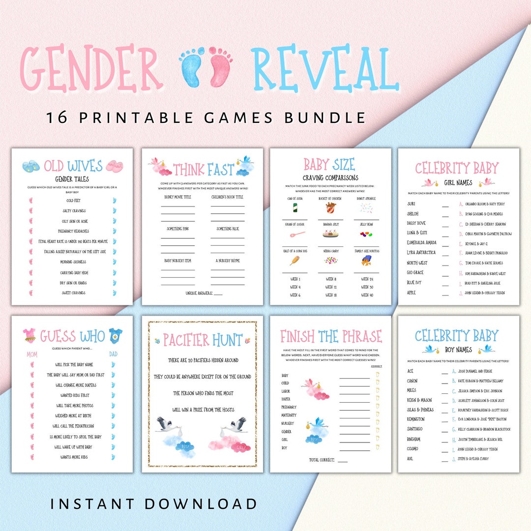 Gender Reveal Party Games Printable Gender Reveal Activities