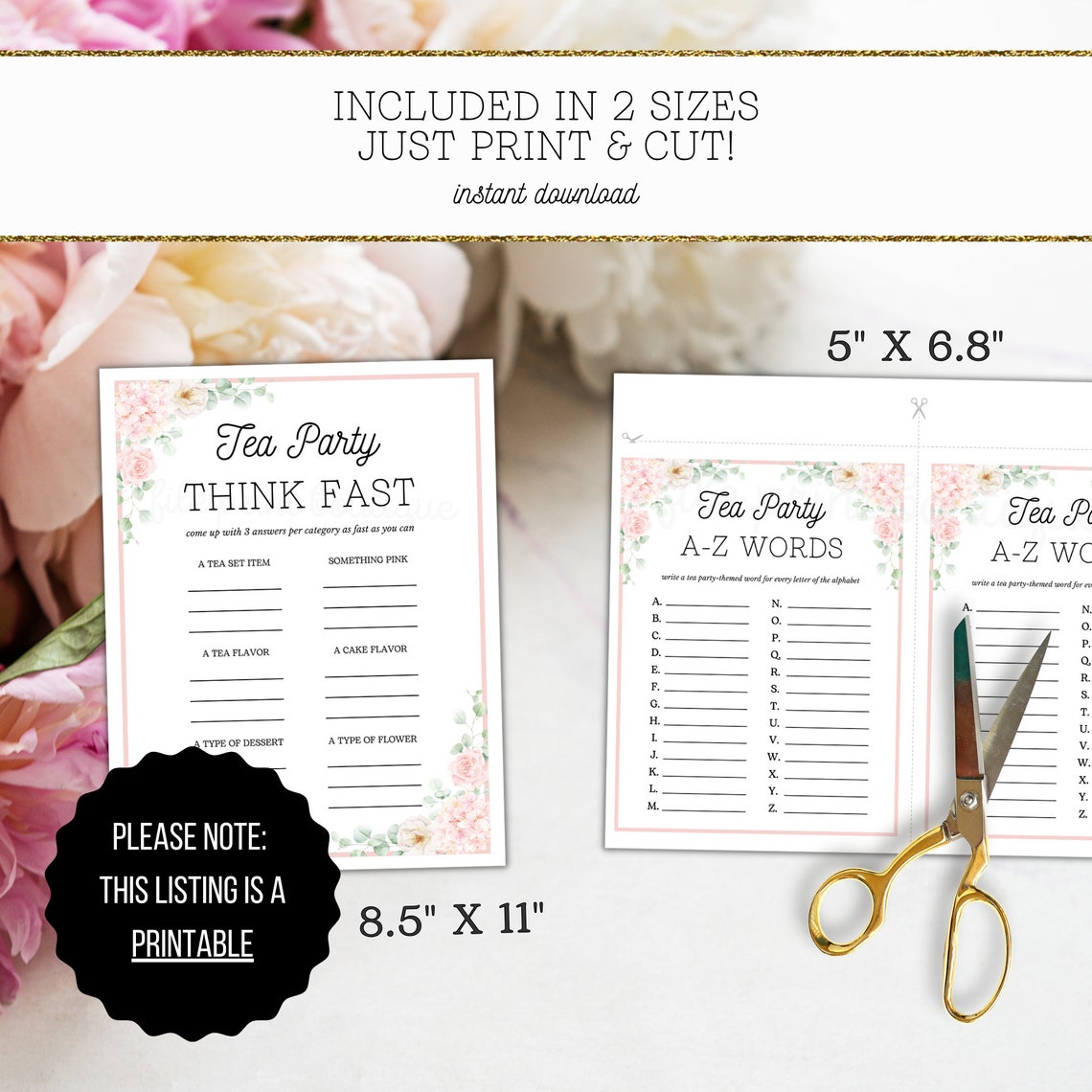 Tea Party Games for Kids Printable, Printable Kid's Tea Party Games ...