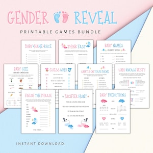 Gender Reveal Party Games: 15 Printable Activities (Digital Download)