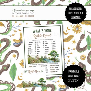 Reptile Games for Kids Printable, Reptiles Printable Games, Party Game ...