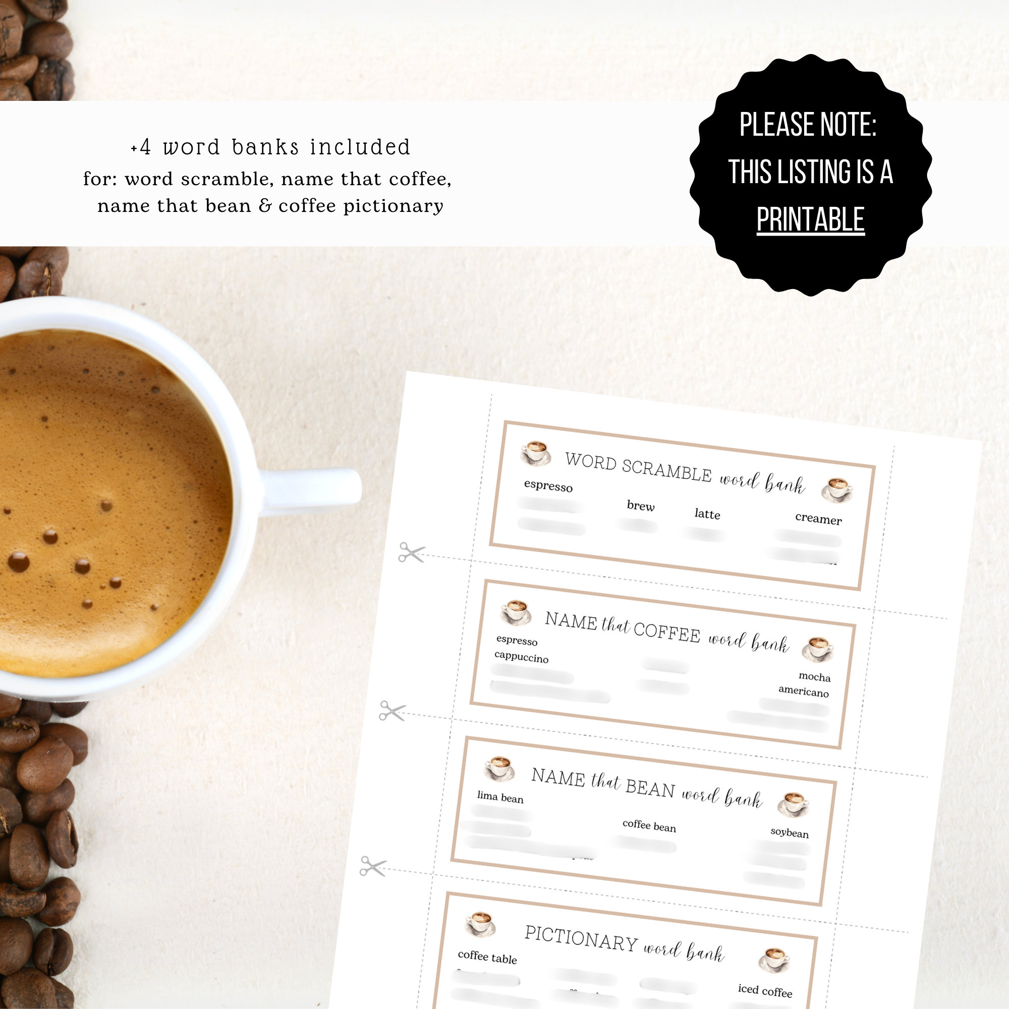 Coffee Games Printable, Coffee Activities, Coffee Shop Games, Coffee