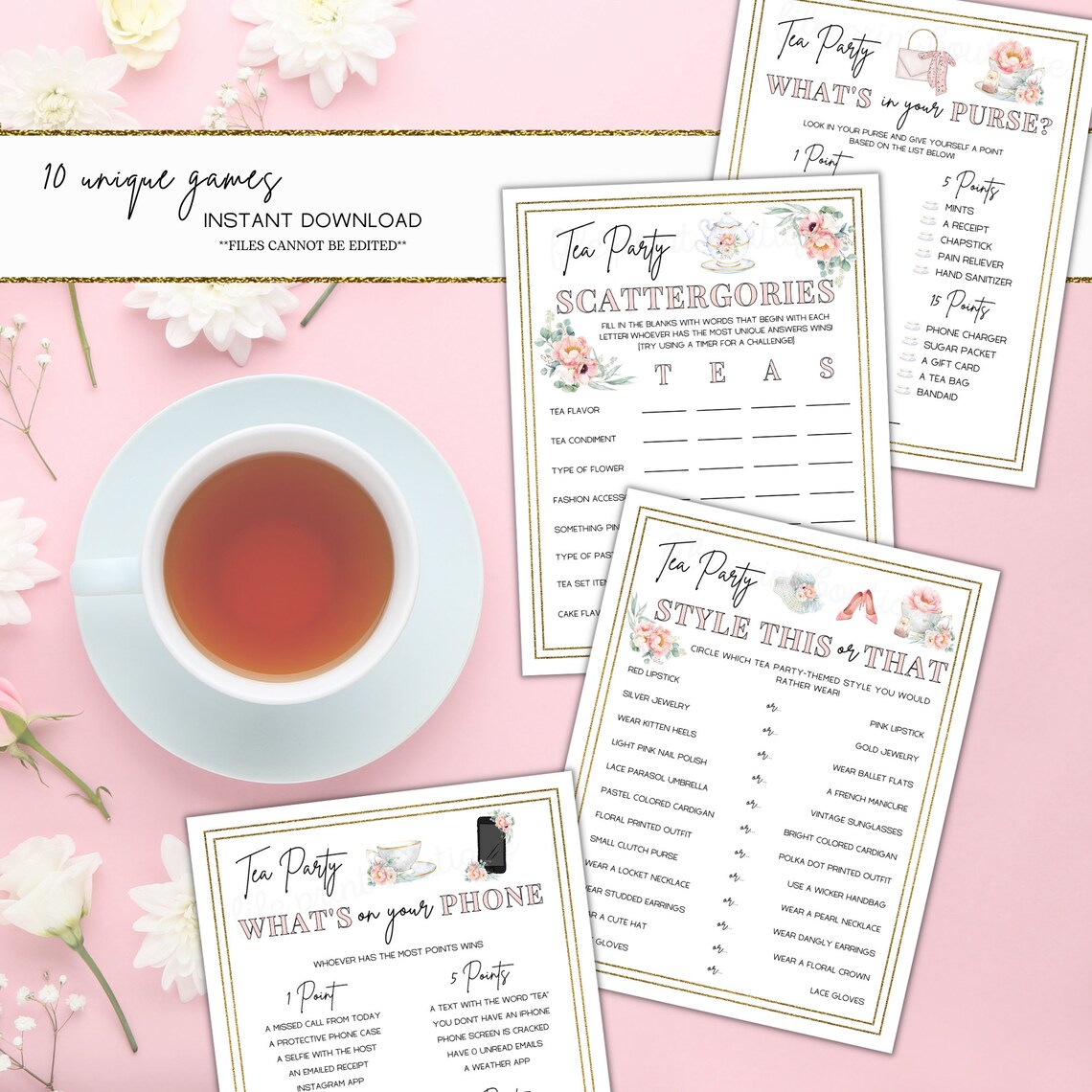 Tea Party Games Printable Tea Party Activities Ladies Tea - Etsy Canada image.