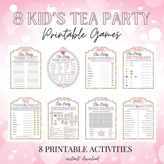 Tea Party Games for Kids Printable Printable Kid's Tea - Etsy