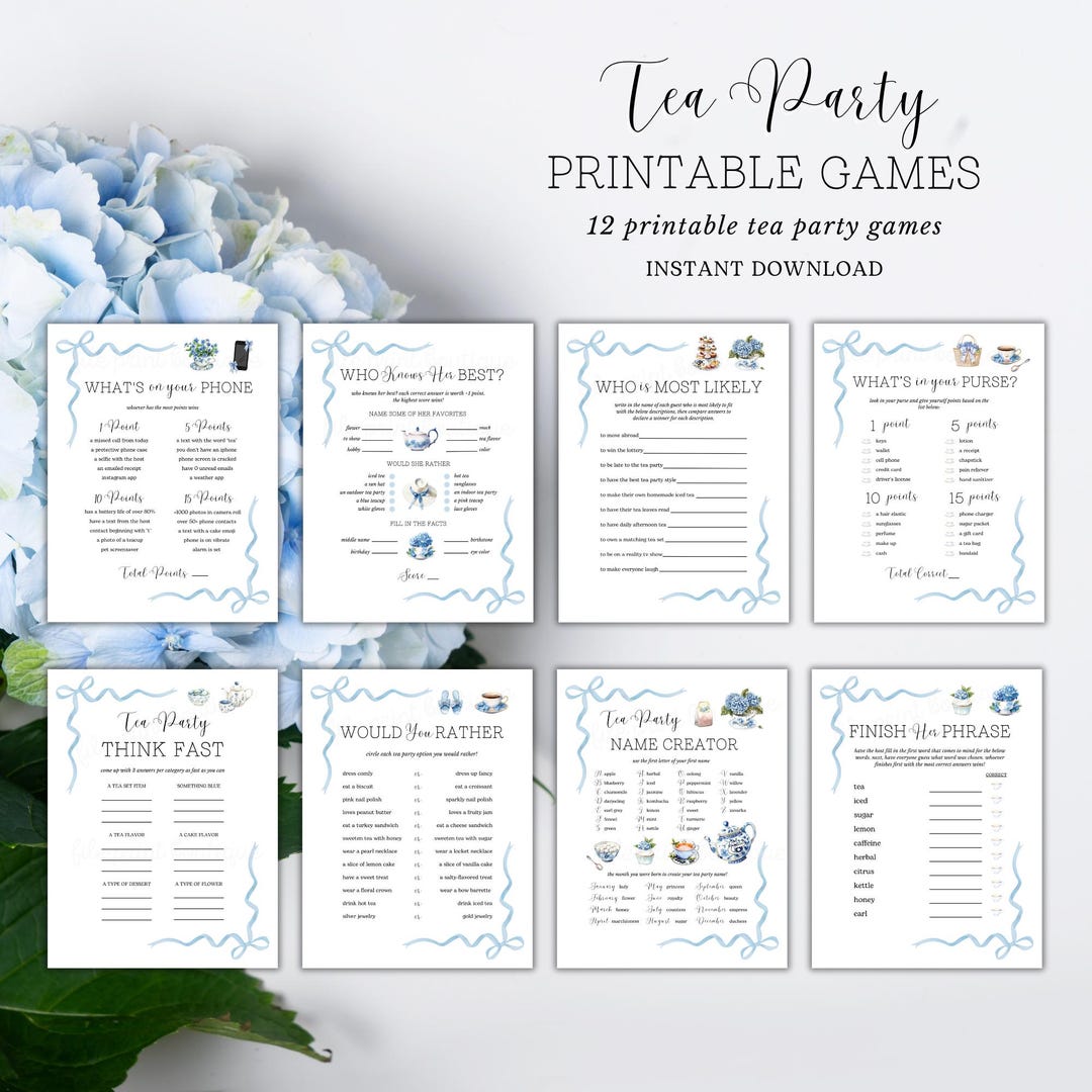 Tea Party Games Printable, Tea Party Activities, Ladies Tea Party, Tea ...