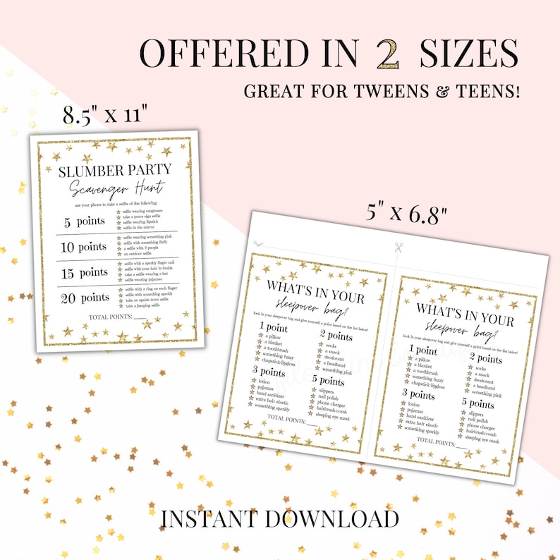 Slumber Party Games Printable Slumber Party Activities - Etsy