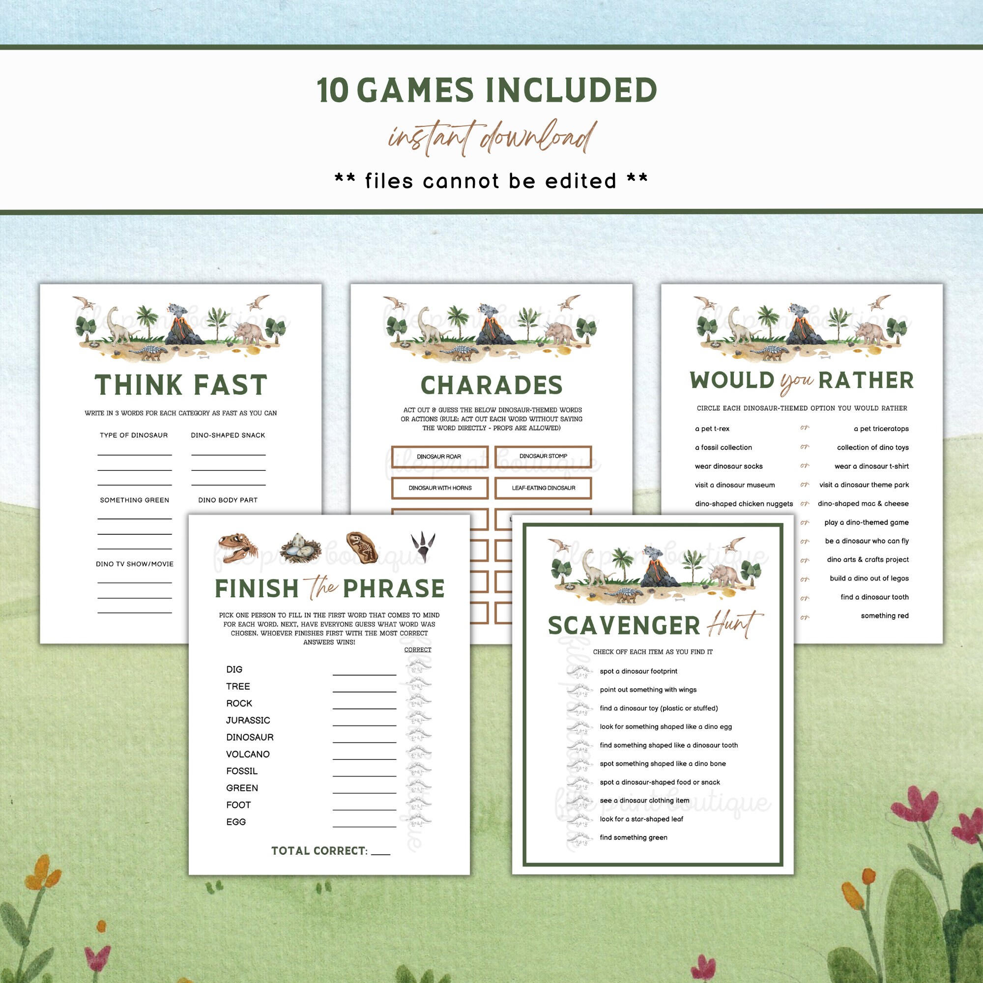 Dinosaur Party Games, Printable Dinosaur Games, Dinosaur Games for Kids ...