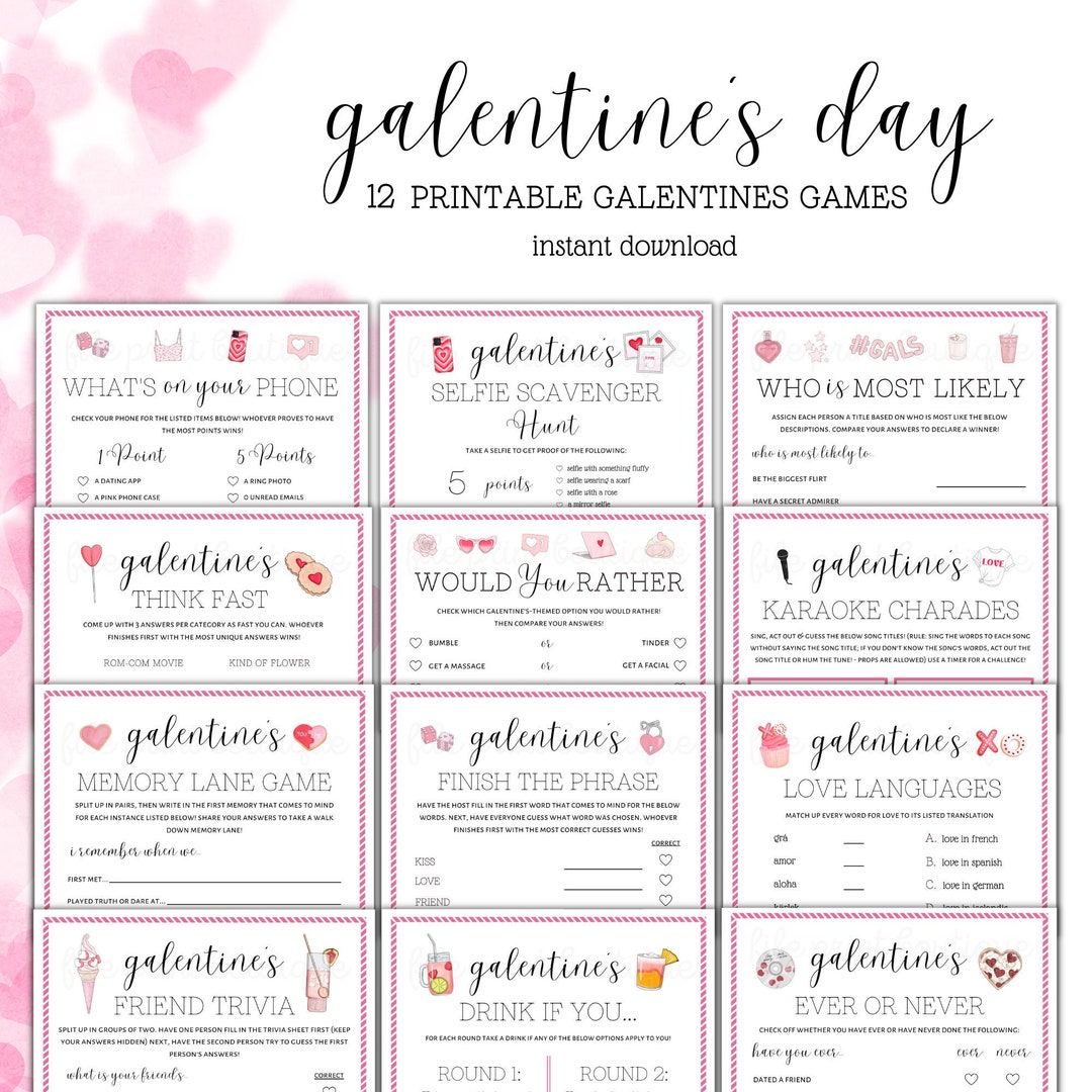 Galentine's Day Game Bundle Printable, Galentine's Printable Games ...