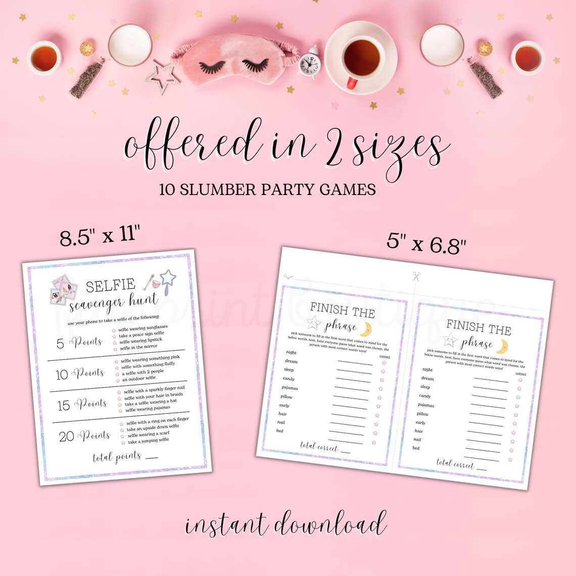 Sleepover Party Games Printable Slumber Party Games Bundle - Etsy
