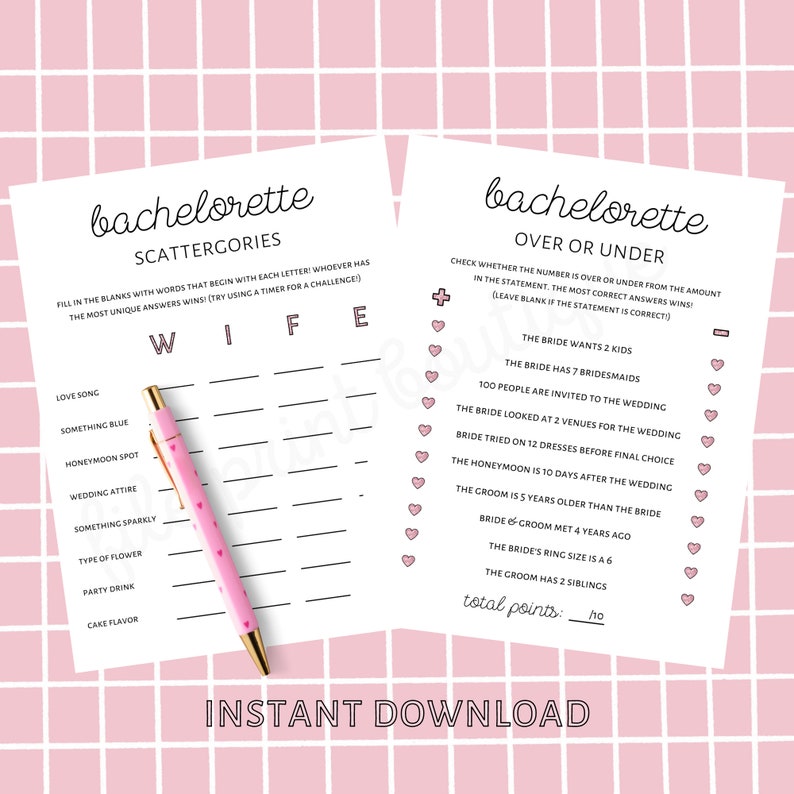 Bachelorette Party Games Printable Clean Bachelorette Party Etsy