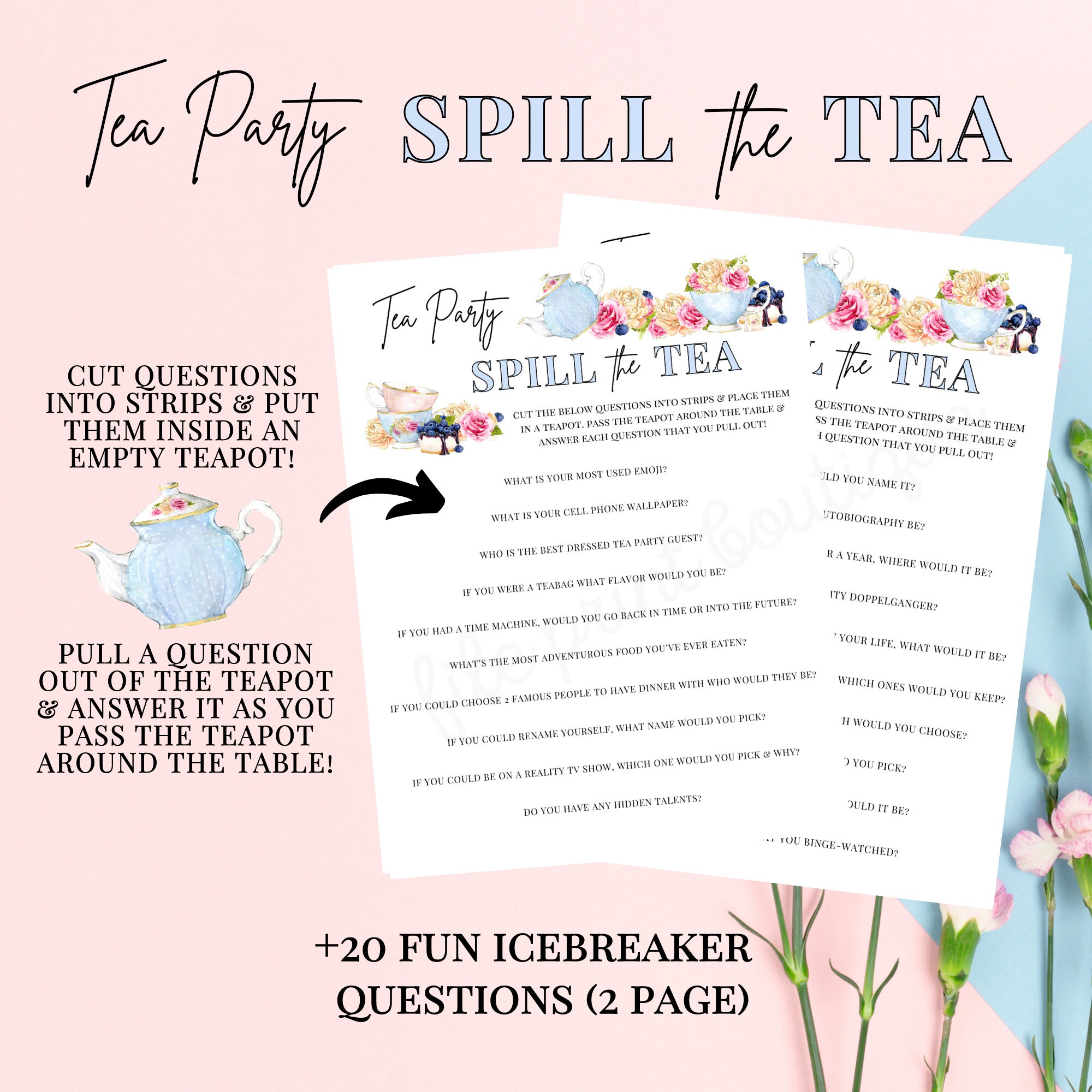Tea Party Printable Games Ladies Tea Party Game Bundle - Etsy