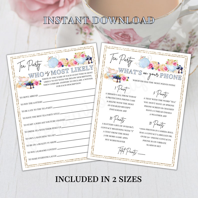 Tea Party Games Printable Tea Party Activities Ladies Tea - Etsy Canada