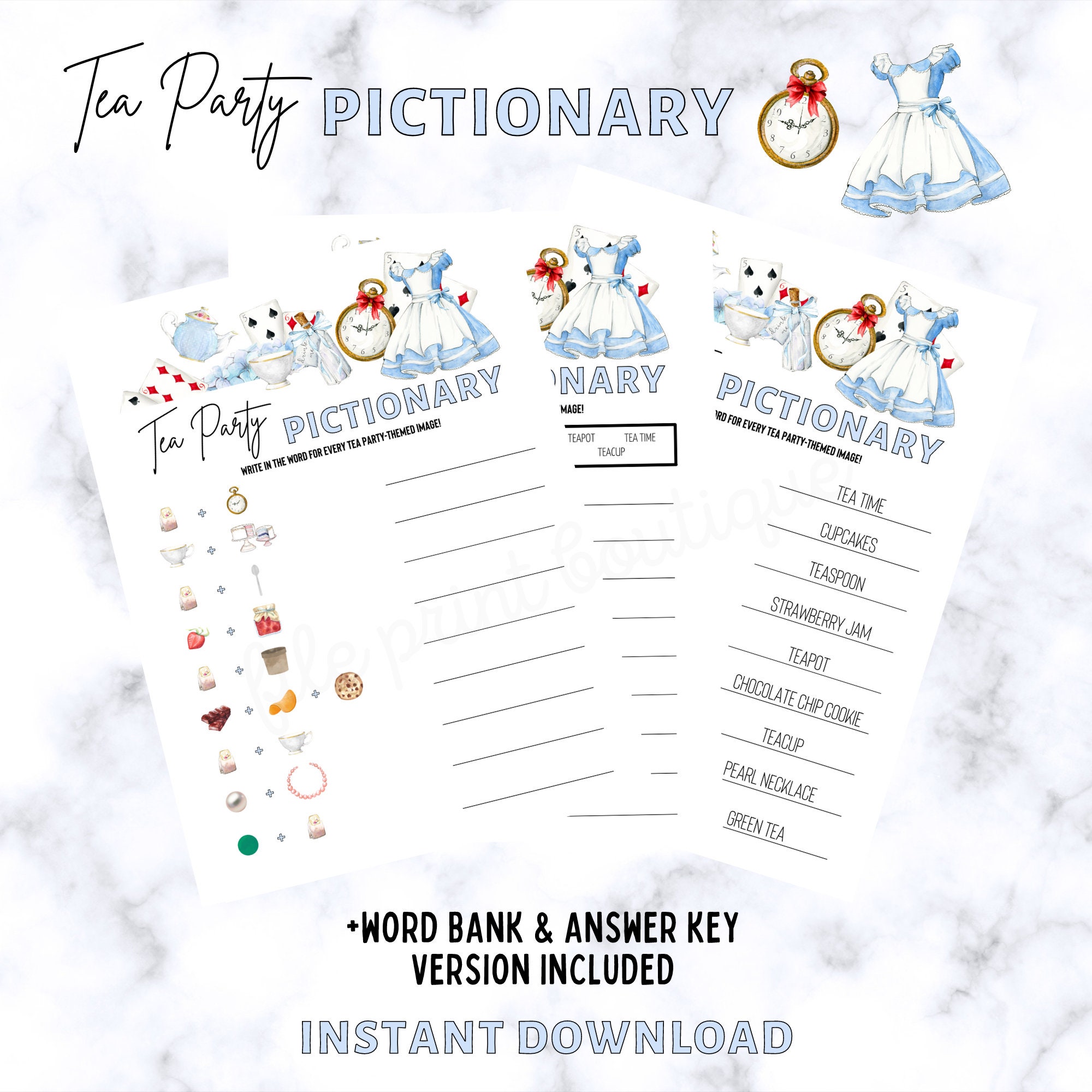 Tea Party Games Printable Wonderland Tea Party Alice Tea Etsy