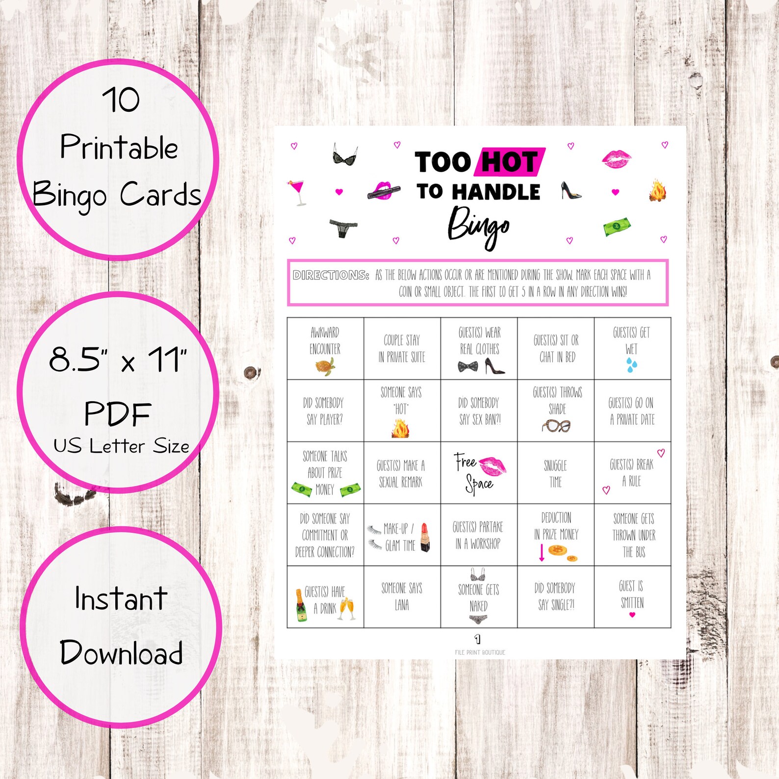 Too Hot to Handle Printable Bingo Game Digital Download Etsy