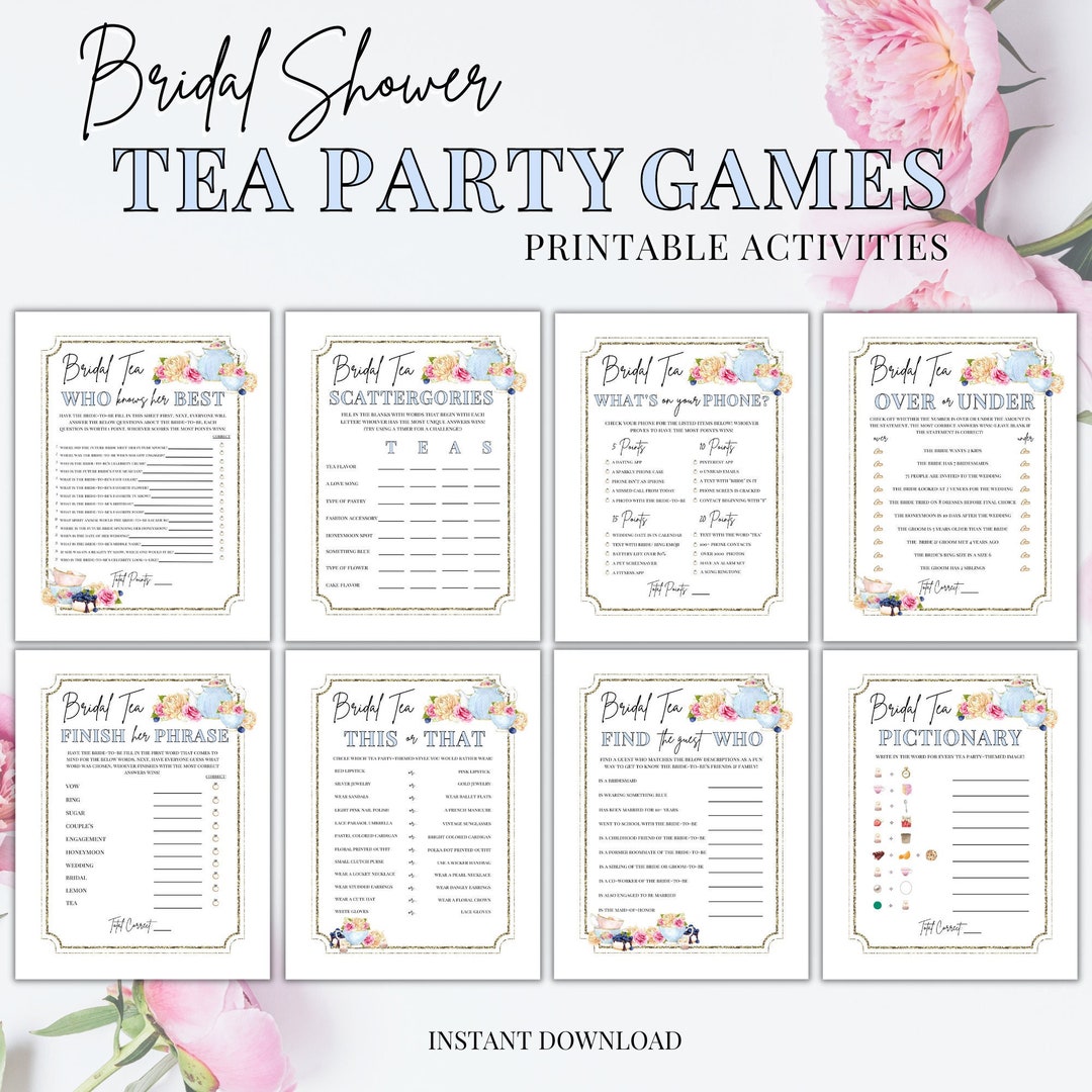 Bridal Shower Tea Party Printable Games, Bridal Shower Tea Party Games ...