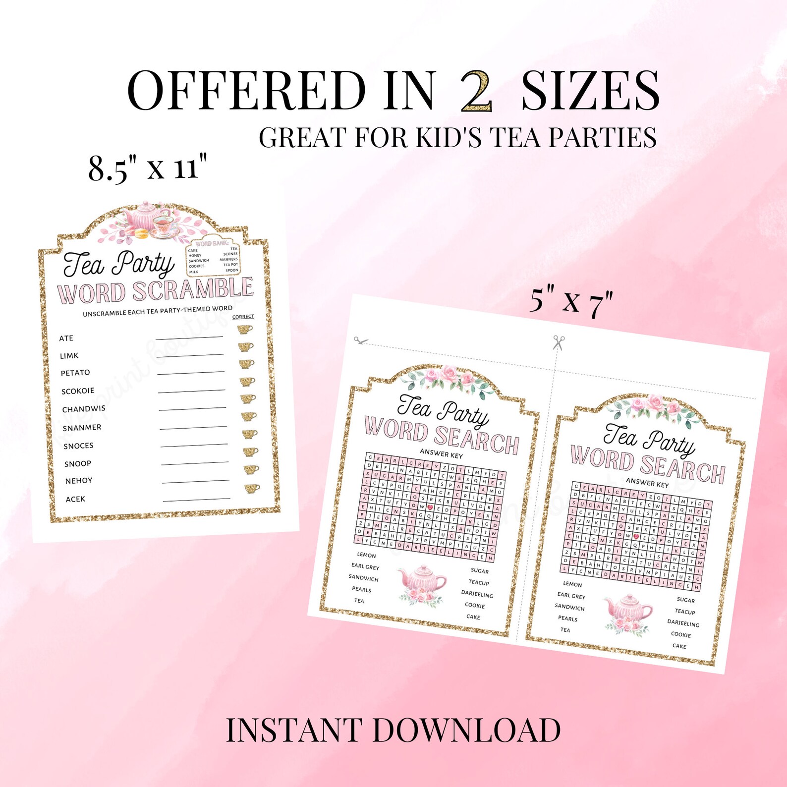 Tea Party Games for Kids Printable Printable Kid's Tea - Etsy