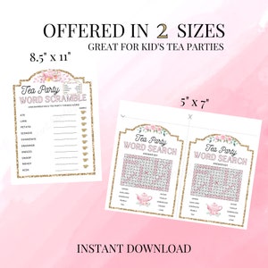 Tea Party Games for Kids Printable Printable Kid's Tea - Etsy
