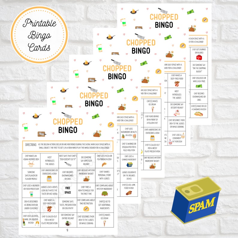 Chopped Printable Bingo, Chopped Digital File, Chopped TV Viewing Party