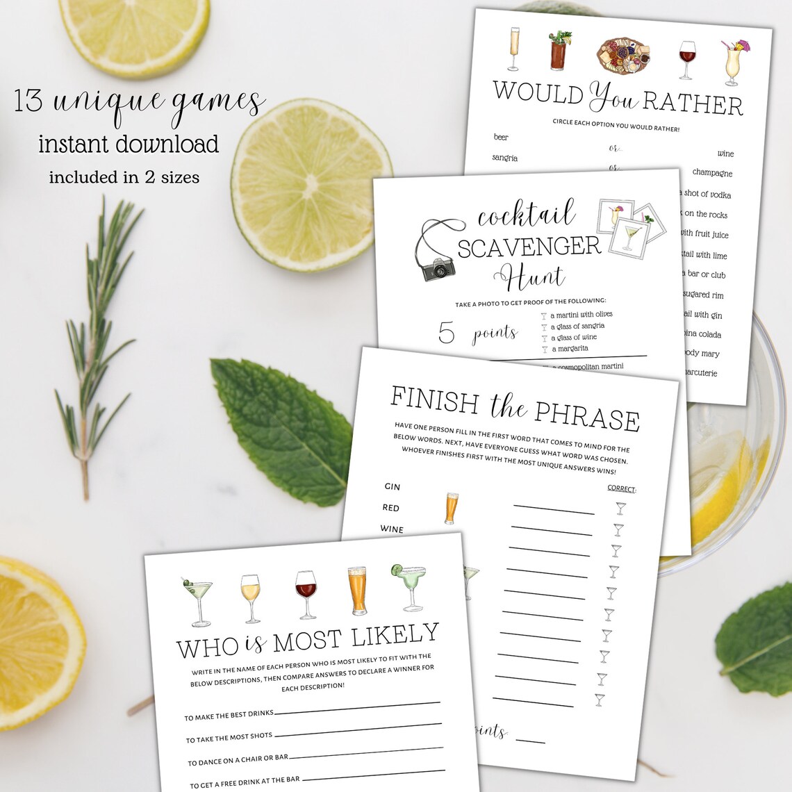 Bar Crawl Games Printable, Bar Crawl Bundle, Bar Crawl Scavenger Hunt, Cocktail Party Games, Pub