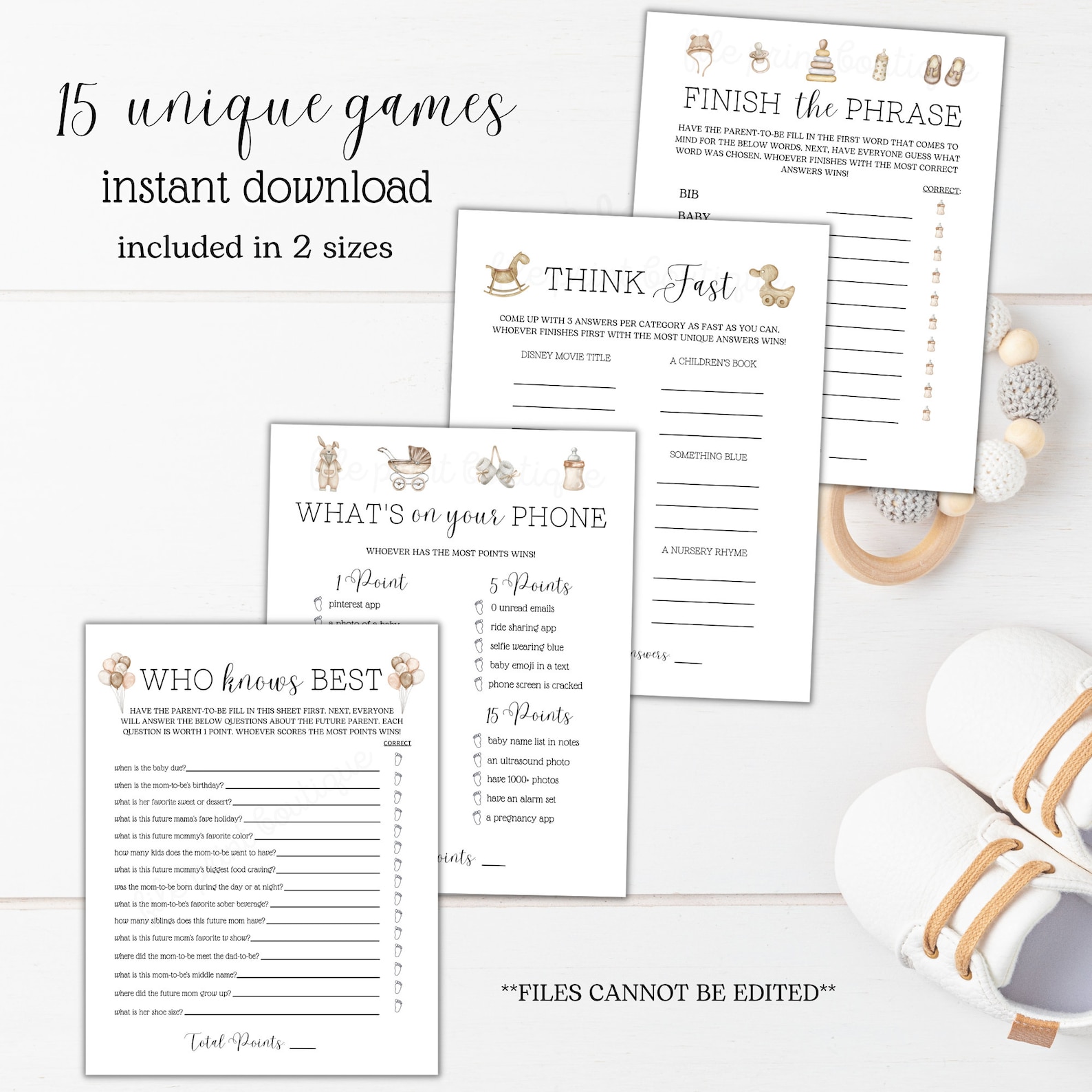 Baby Shower Printable Games Gender Neutral Baby Shower Games - Etsy