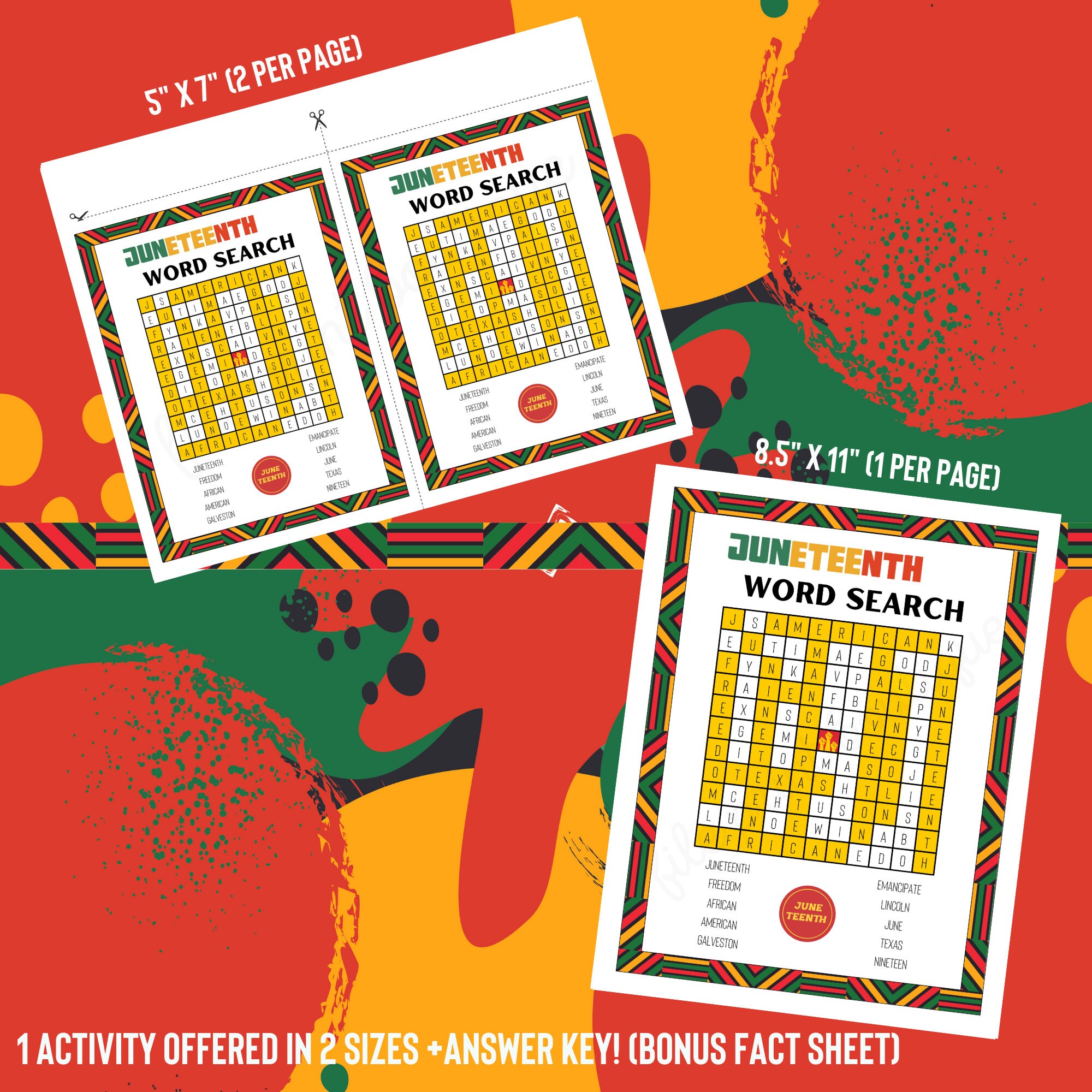 Juneteenth Printable Word Search, Juneteenth Activity for Kids ...