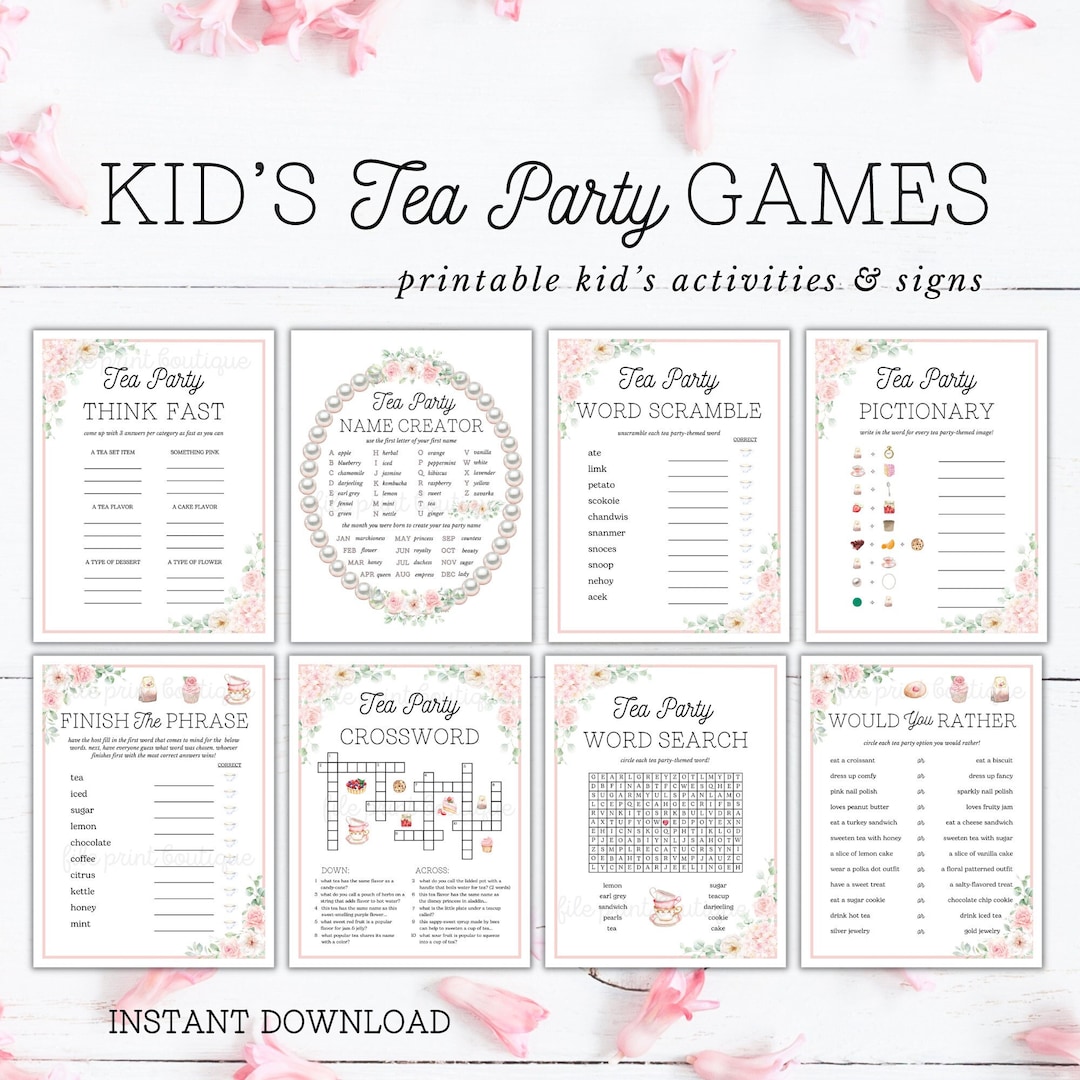 Tea Party Games for Kids Printable Printable Kid's Tea - Etsy