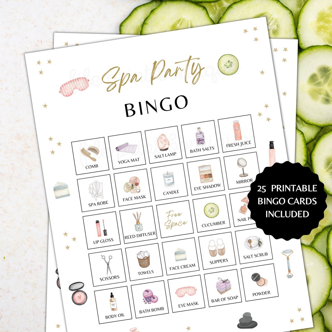 Spa Printable Bingo, Spa Party Bingo, Spa Party Game, Kid's Spa Party ...
