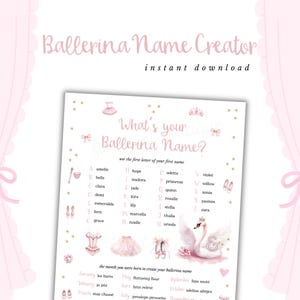 Ballerina Name Game Printable: Ballet Party Activity (Digital Download)