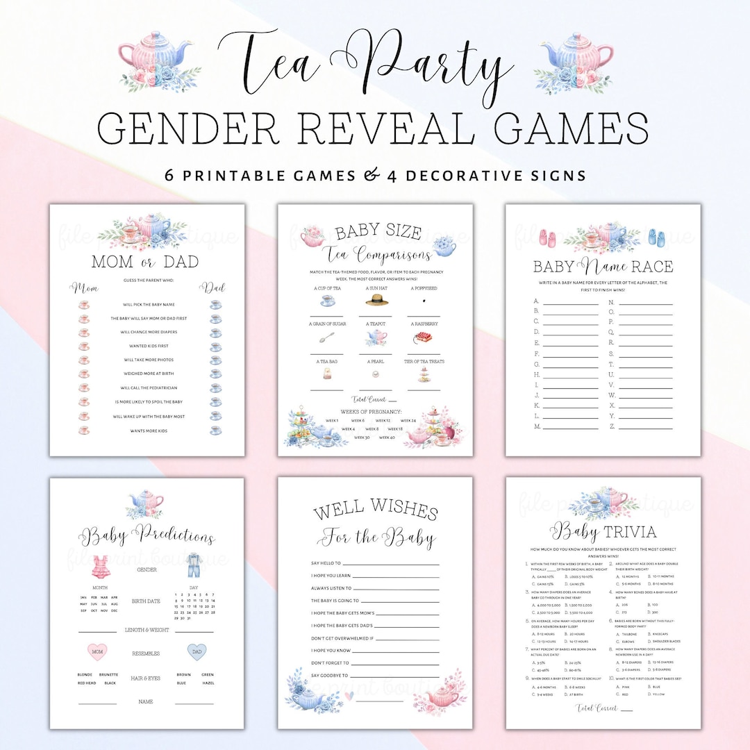Gender Reveal Tea Party Printable Games Gender Reveal Game
