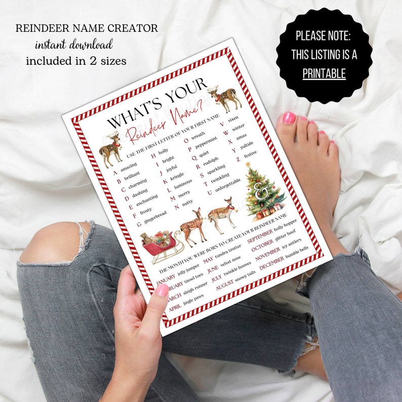 Reindeer Name Creator Printable, Printable Christmas Name Creator