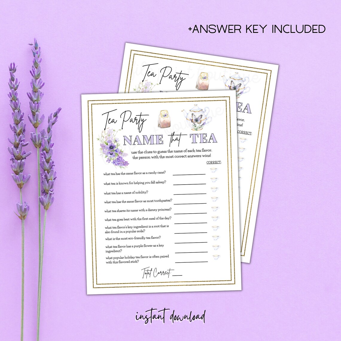 Tea Party Games Printable, Tea Party Activities, Ladies Tea Party Games ...