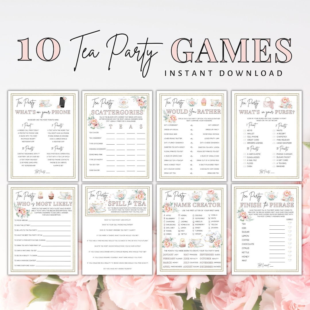 Tea Party Games Printable, Tea Party Activities, Ladies Tea Party Games