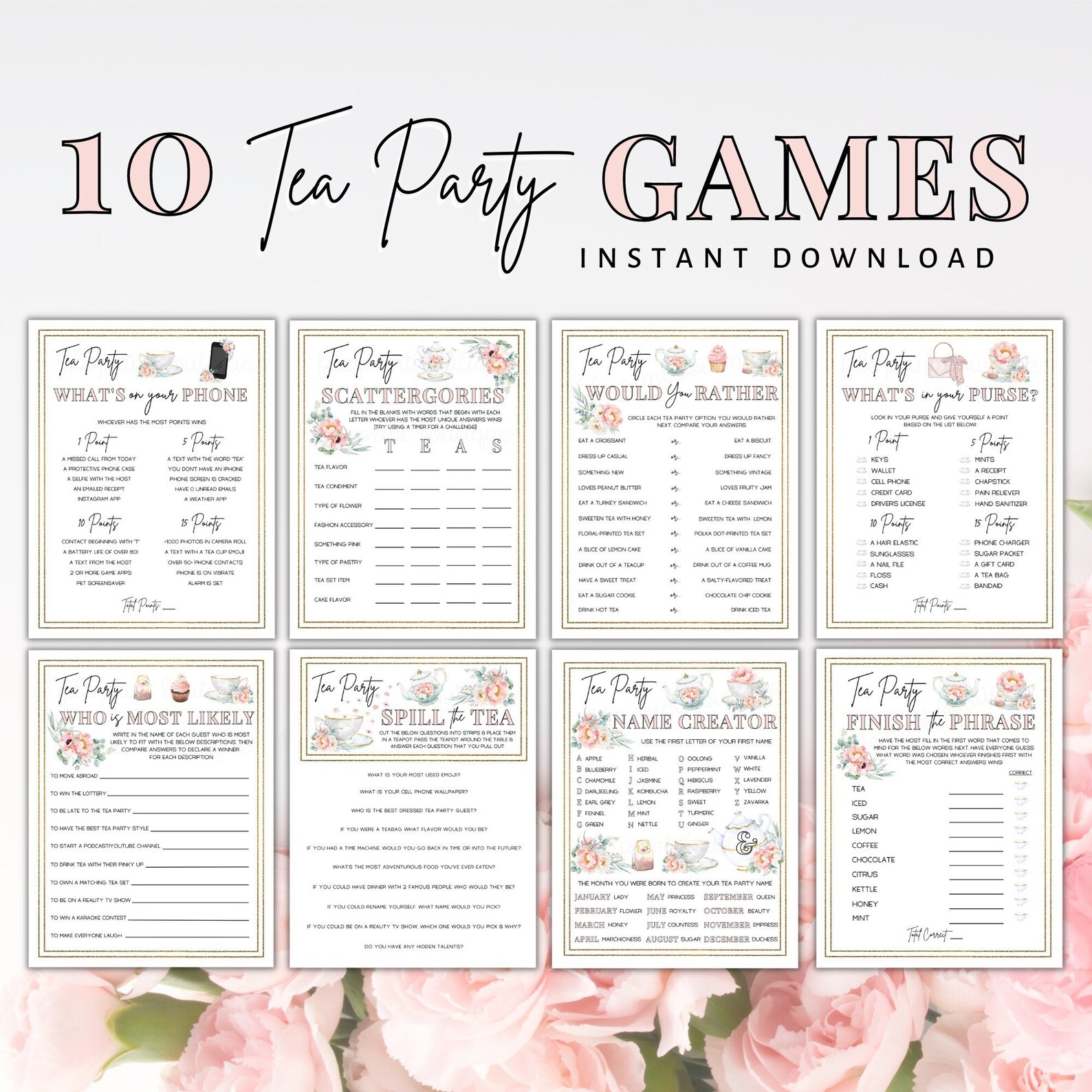 Tea Party Games Printable Tea Party Activities Ladies Tea - Etsy