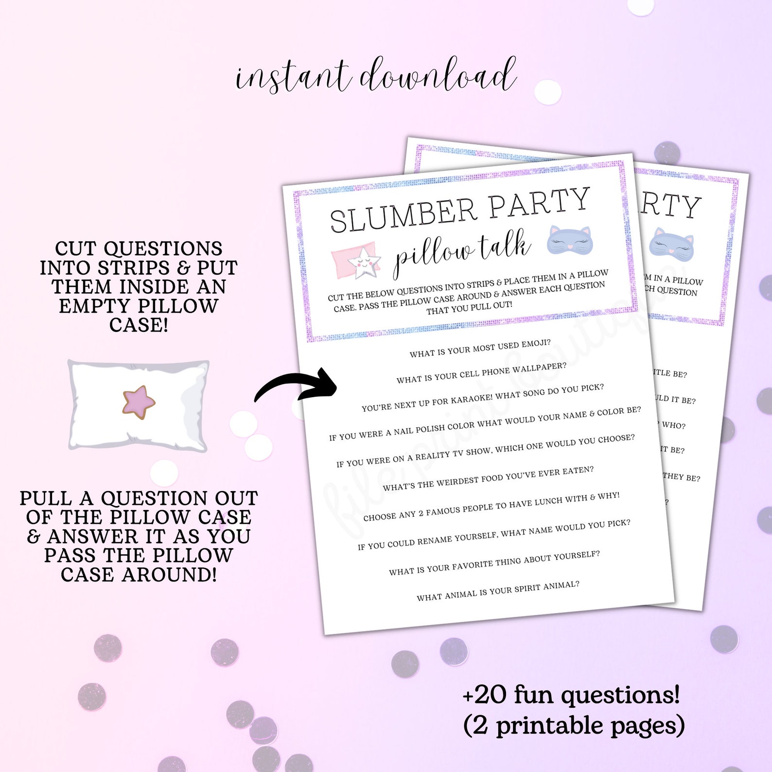 Sleepover Party Games Printable Slumber Party Games Bundle - Etsy