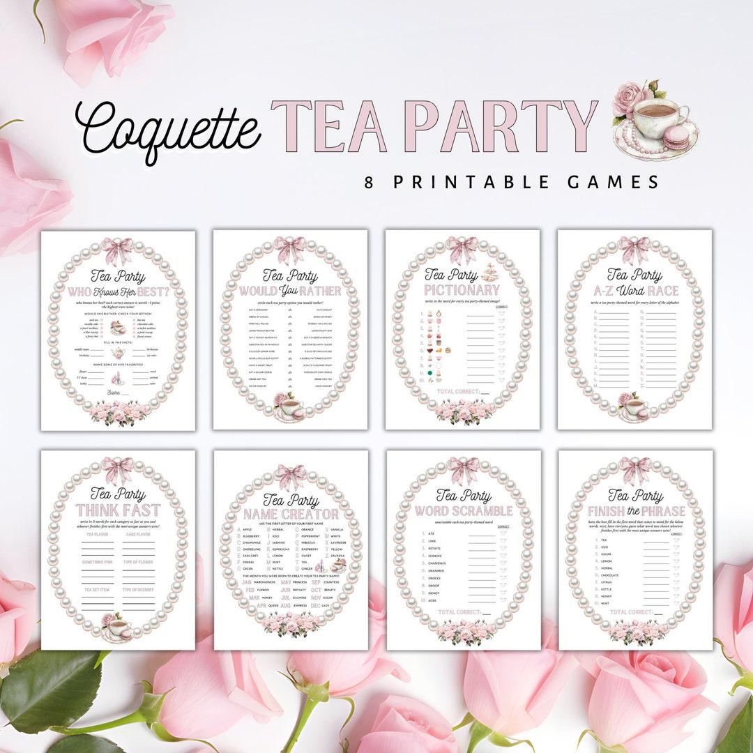 Tea Party Games Printable, Tea Party Activities, Ladies Tea Party Games ...