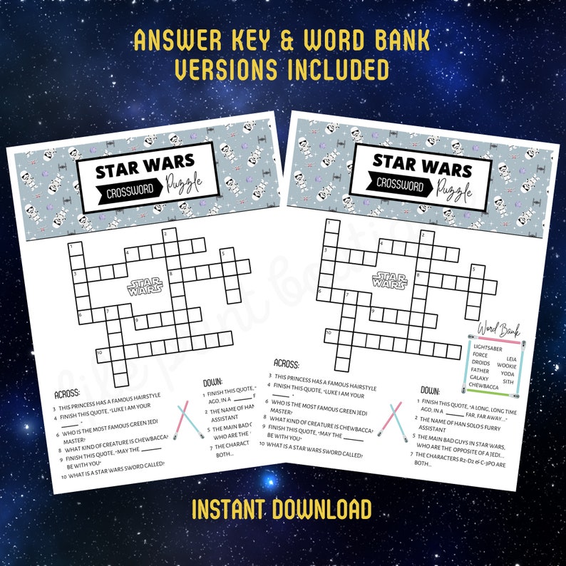 Star Wars Printable Kids Activities, Word Search, Star Wars Crossword, Word Scramble, Star Wars ...
