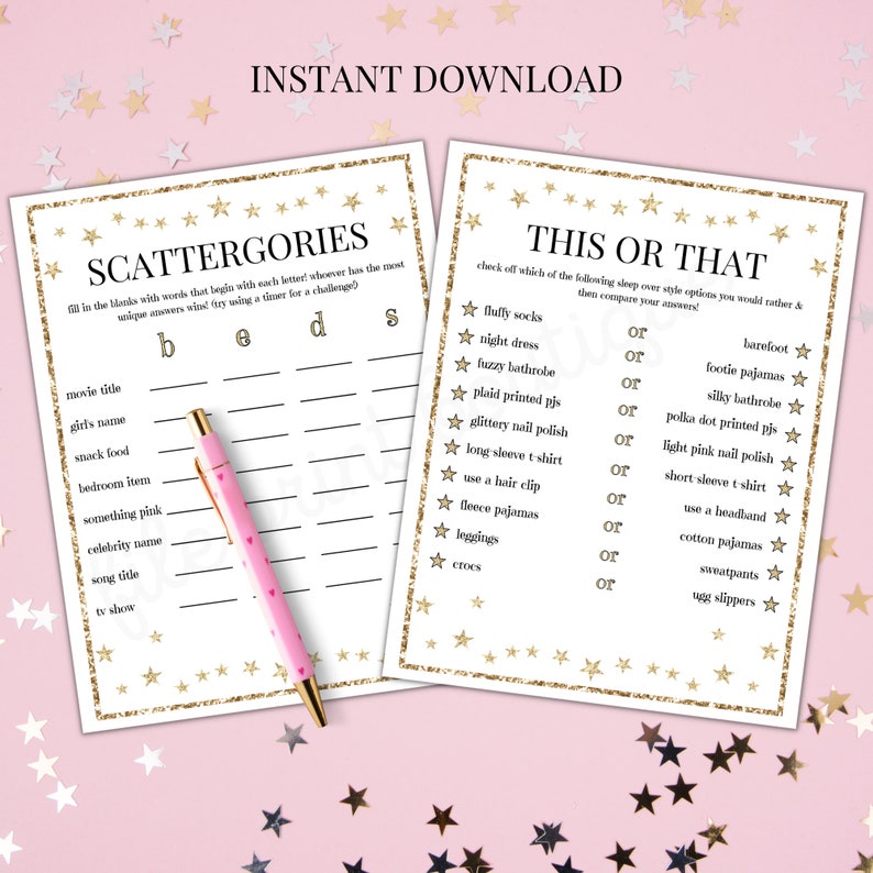 Slumber Party Games Printable Slumber Party Activities - Etsy