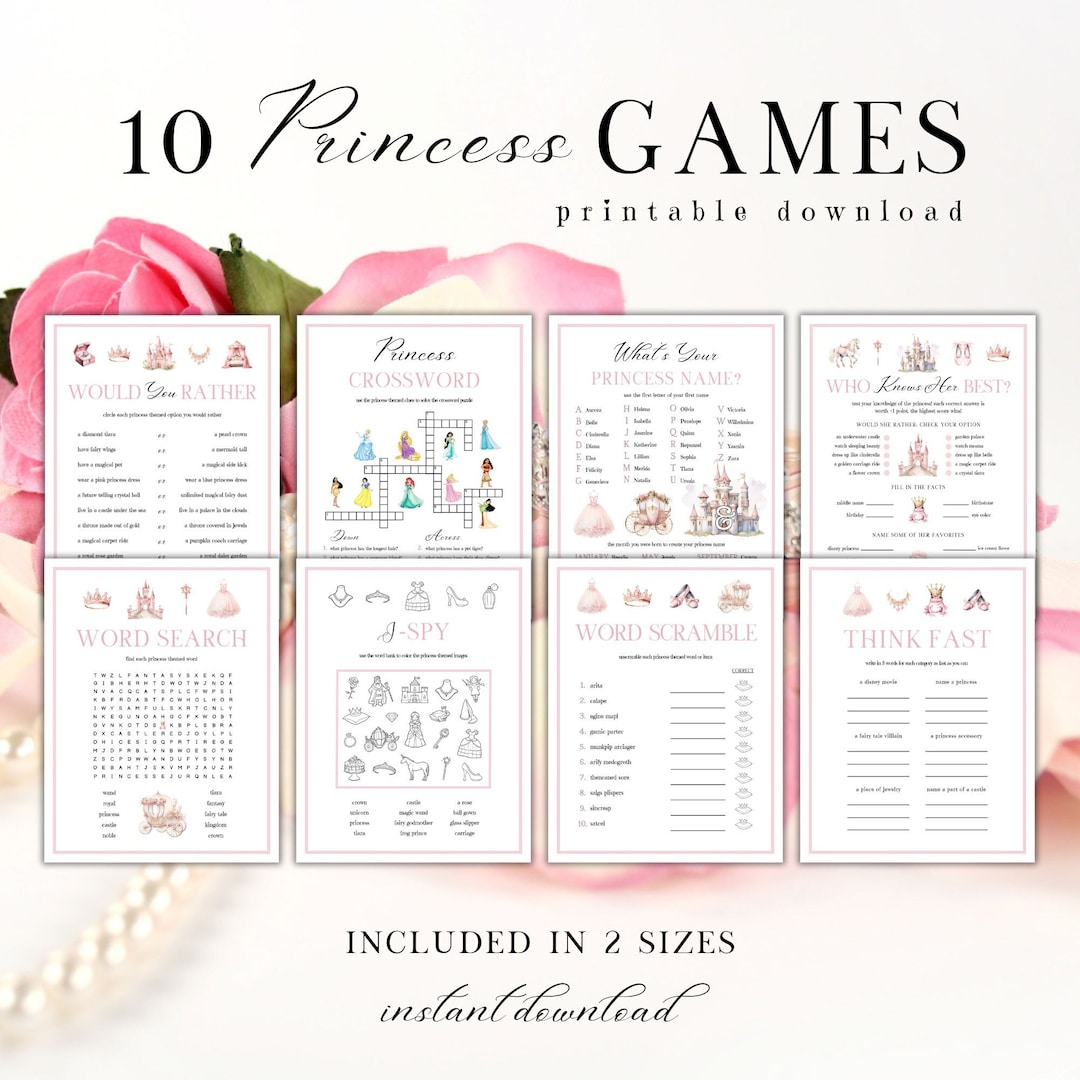 Princess Games for Kids Printable, Printable Kid's Princess Games, Kid ...
