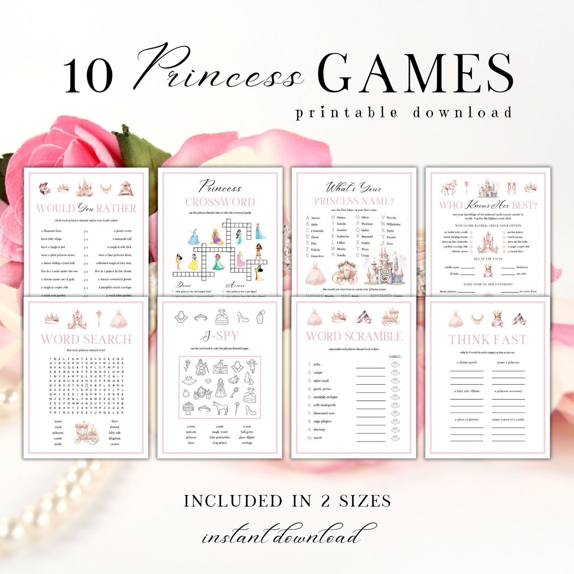 Princess Games for Kids Printable, Printable Kid's Princess Games, Kid's Princess Bundle ...