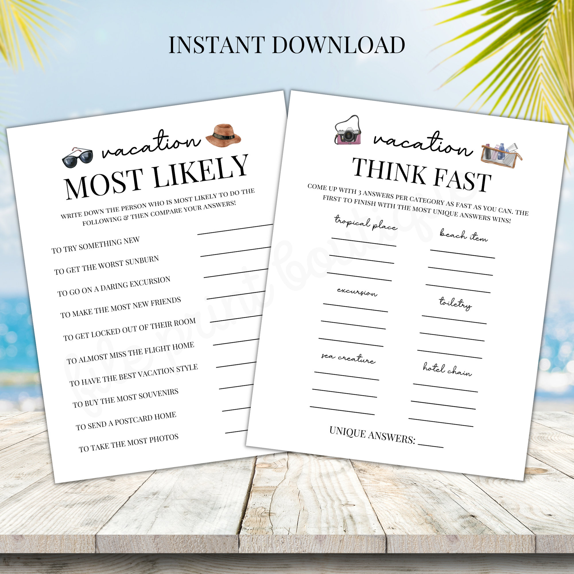 Vacation Games Bundle, Vacation Printable Games, Family Friendly ...