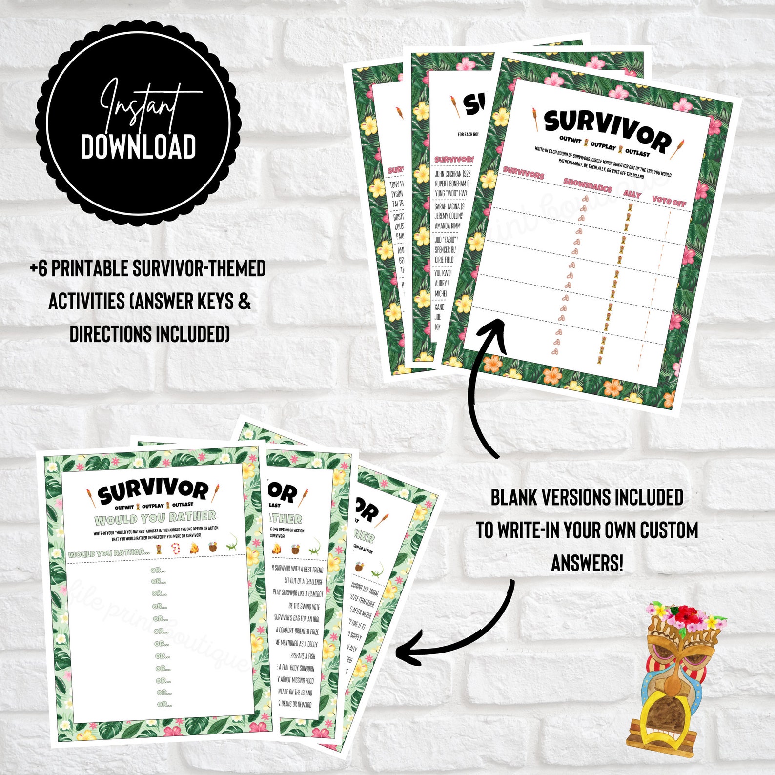 Survivor Party Games Printable Survivor Games Survivor - Etsy Canada