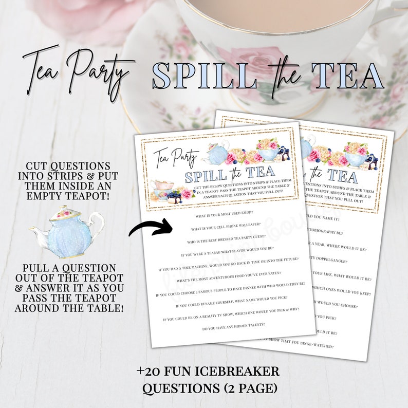 Tea Party Games Printable Tea Party Activities Ladies Tea - Etsy Canada