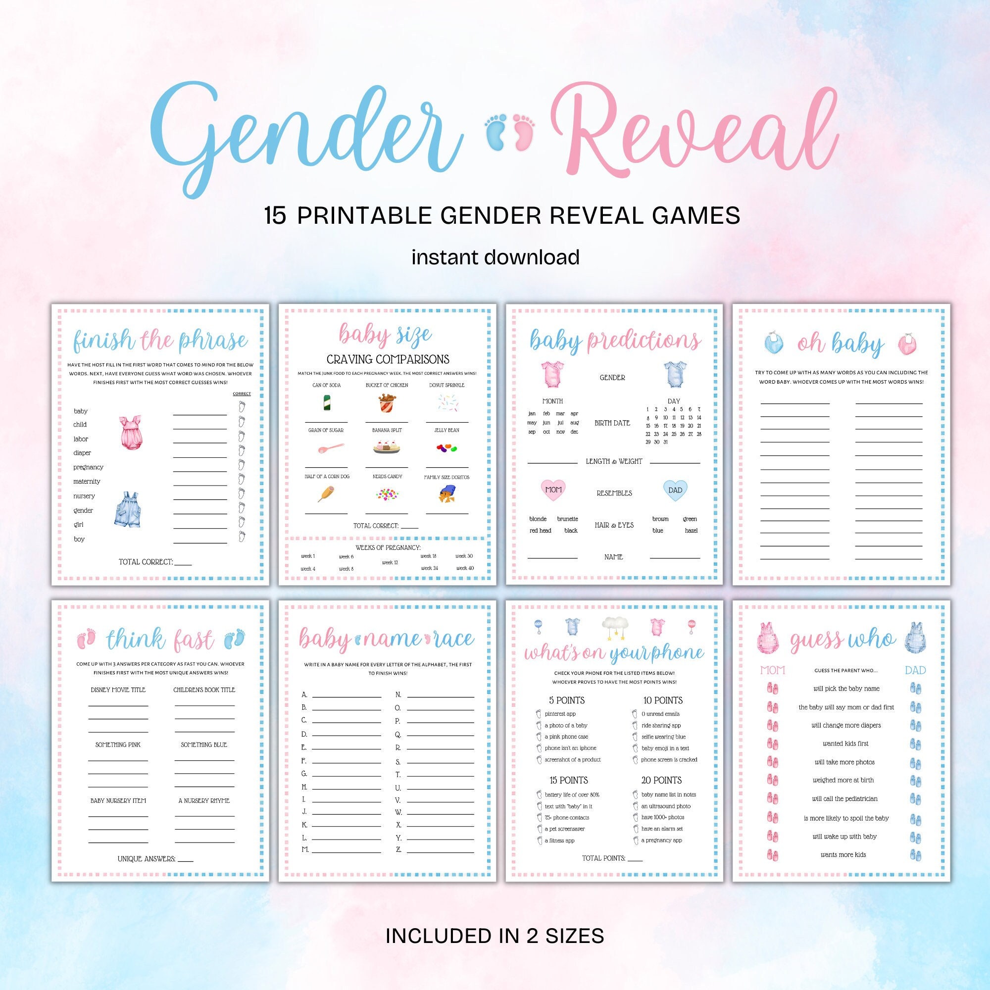 Gender Reveal Printable Games Gender Reveal Bundle Gender Reveal Gender Reveal Printable Games Gender Reveal Bundle Gender Reveal