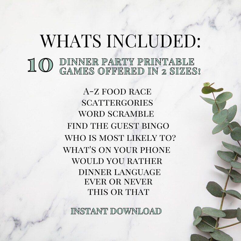 Dinner Party Games Printable Dinner Party Activities Etsy