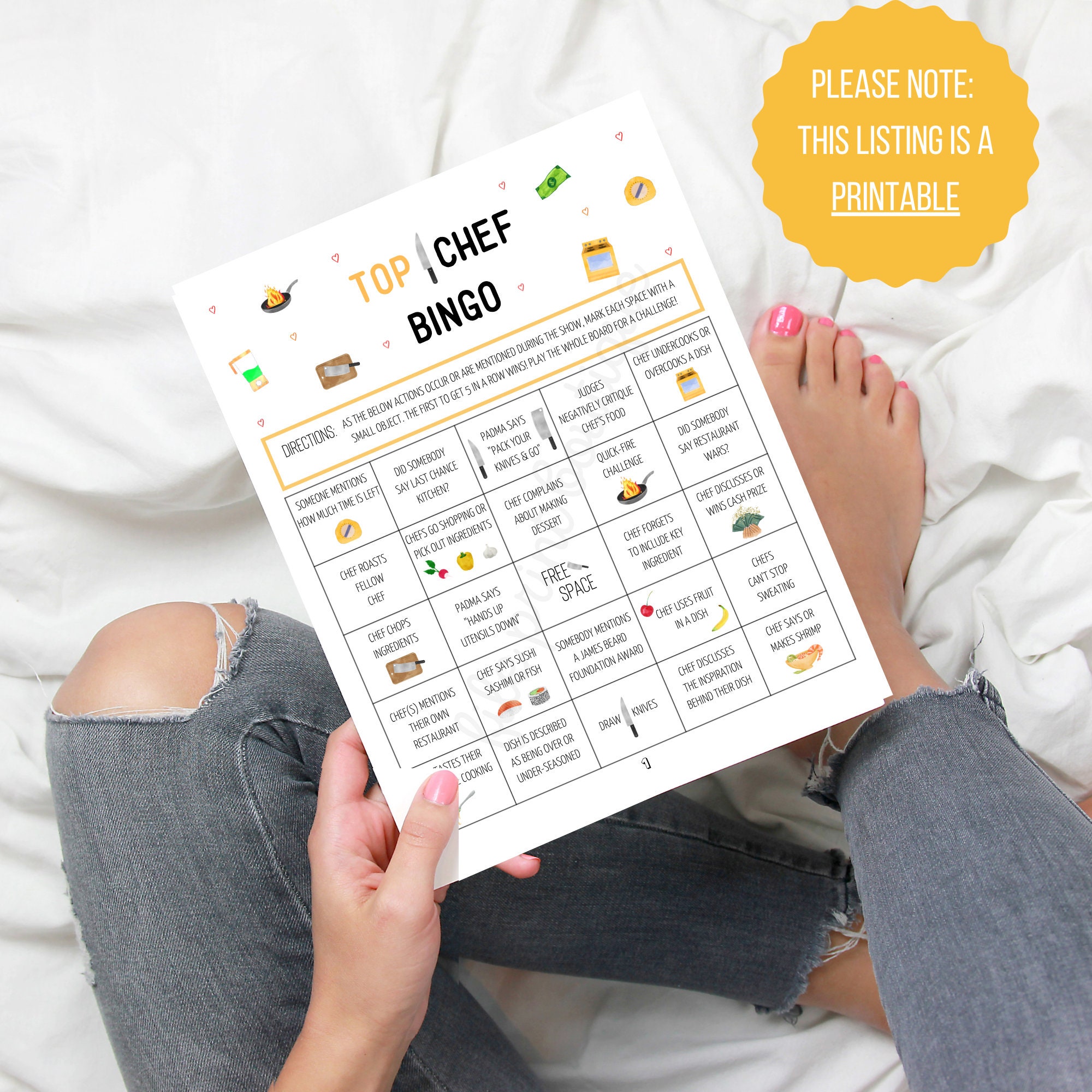 Top Chef Printable Bingo Top Chef Instant Download Top Chef Etsy