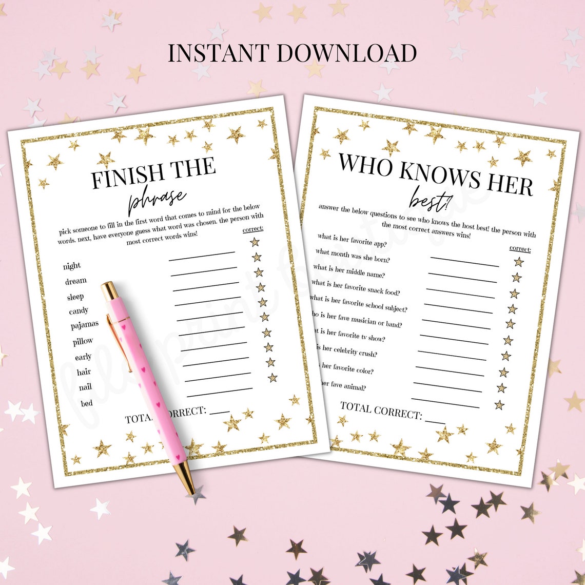 Slumber Party Games Printable Slumber Party Activities - Etsy