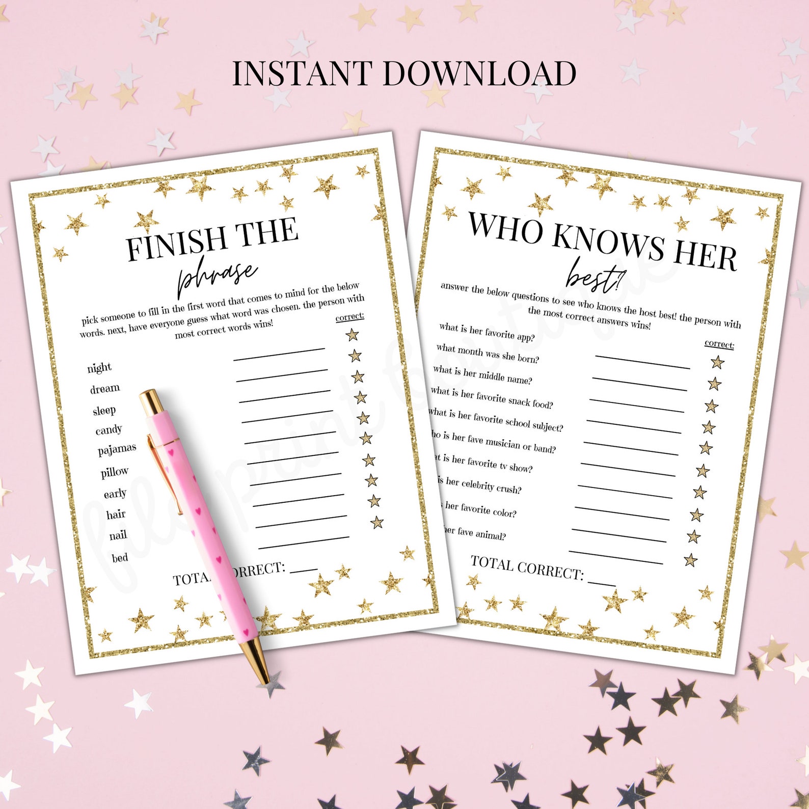 Slumber Party Games Printable Slumber Party Activities - Etsy