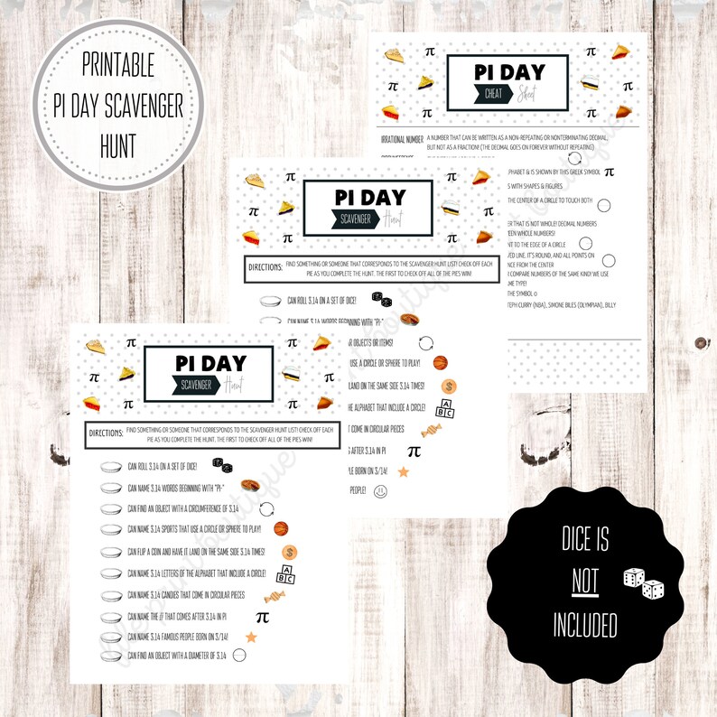 Pi Day Printable Kids Scavenger Hunt Digital Pi Day Etsy