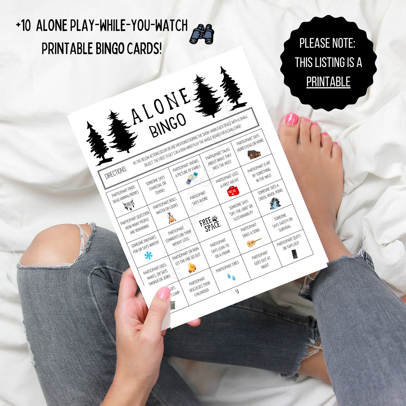 Alone Bingo Printable, Alone TV Show, Alone Game, Alone, Survivalist