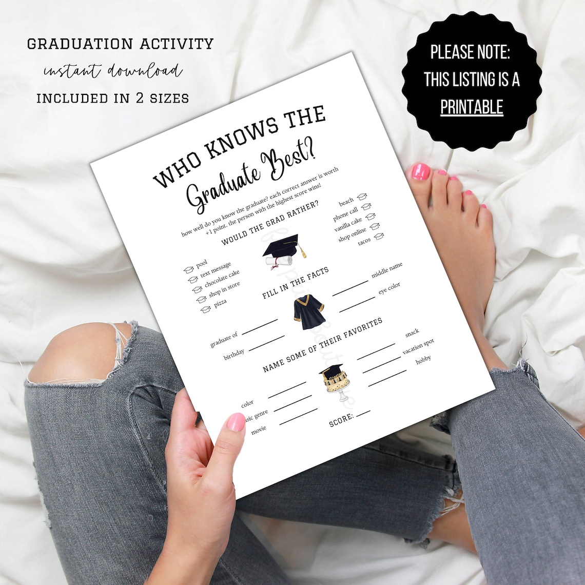 Who Knows the Graduate Best Printable Graduation Printable Game Who